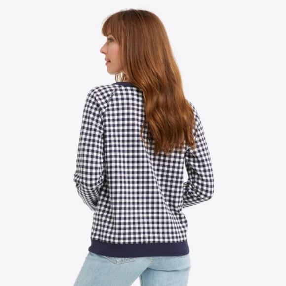 Draper James Navy Gingham Checkered Sweatshirt - Picture 8 of 8